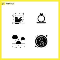 Universal Icon Symbols Group of 4 Modern Solid Glyphs of carriage weather santa proposal lunar Editable Vector Design Elements
