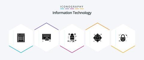 Information Technology 25 Glyph icon pack including network. database. phone. data. network vector