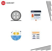 4 Thematic Vector Flat Icons and Editable Symbols of accessories pencil shirt layout finance Editable Vector Design Elements