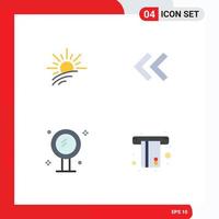 Set of 4 Vector Flat Icons on Grid for brightness interior spring back reflection Editable Vector Design Elements