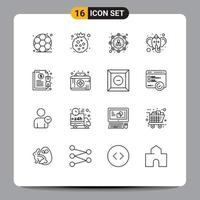 16 Universal Outline Signs Symbols of invoice contract affiliate marketing hinduism ganesha Editable Vector Design Elements