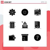 Set of 9 Modern UI Icons Symbols Signs for categories government concept building learning Editable Vector Design Elements