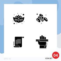 User Interface Pack of Basic Solid Glyphs of carnival screenplay ramadan decree hand Editable Vector Design Elements