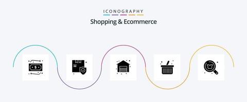 Shopping and Ecommerce Glyph 5 Icon Pack Including shopping. search. shopping. discount. shopping vector