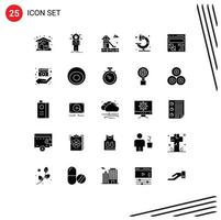 Modern Set of 25 Solid Glyphs Pictograph of development browser slider science medical Editable Vector Design Elements