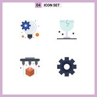 4 User Interface Flat Icon Pack of modern Signs and Symbols of idea management printing caution logistic cog Editable Vector Design Elements