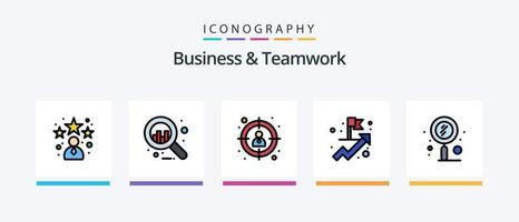 Business And Teamwork Line Filled 5 Icon Pack Including . business. office. building. hierarchy. Creative Icons Design vector