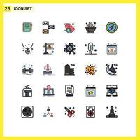 25 iconos creativos, signos y símbolos modernos de estofado, comida, tazón de correo electrónico, reciclar elementos de diseño vectorial editables vector