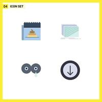 Set of 4 Modern UI Icons Symbols Signs for advertising textures journalism layer feeding Editable Vector Design Elements