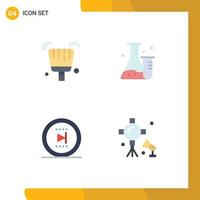 4 Universal Flat Icon Signs Symbols of broom online flask science illumination Editable Vector Design Elements