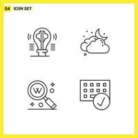 Universal Icon Symbols Group of 4 Modern Filledline Flat Colors of brain key idea cloudy search Editable Vector Design Elements