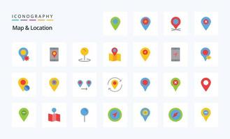 25 Map  Location Flat color icon pack vector