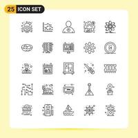 Stock Vector Icon Pack of 25 Line Signs and Symbols for graph analytics diagram analysis up Editable Vector Design Elements