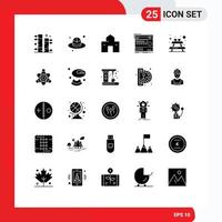 Solid Glyph Pack of 25 Universal Symbols of bench sound home module rack Editable Vector Design Elements