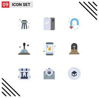 Group of 9 Modern Flat Colors Set for reminder mobile arrow deep search search Editable Vector Design Elements