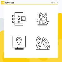 4 colores planos de línea de llenado de vectores temáticos y símbolos editables de aplicación microscopio desarrollo química contacto elementos de diseño de vectores editables