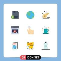Modern Set of 9 Flat Colors Pictograph of web page geography game referee Editable Vector Design Elements