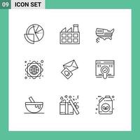 Set of 9 Modern UI Icons Symbols Signs for egg massege american worldwide global infrastructure Editable Vector Design Elements