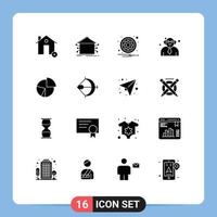 Pack of 16 Modern Solid Glyphs Signs and Symbols for Web Print Media such as education school smart options sign Editable Vector Design Elements