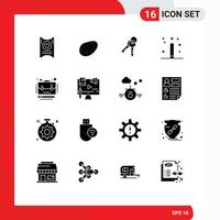 Universal Icon Symbols Group of 16 Modern Solid Glyphs of portfolio business security programing development Editable Vector Design Elements