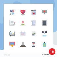 16 Universal Flat Color Signs Symbols of data api report love development Editable Pack of Creative Vector Design Elements