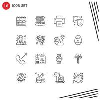 Set of 16 Commercial Outlines pack for medicine chemist interface paint art Editable Vector Design Elements