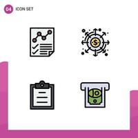 Universal Icon Symbols Group of 4 Modern Filledline Flat Colors of analytics payments page dividends task Editable Vector Design Elements
