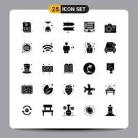 Group of 25 Solid Glyphs Signs and Symbols for analytics photography location capture design Editable Vector Design Elements