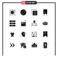 Universal Icon Symbols Group of 16 Modern Solid Glyphs of cupboard water hardware heater interface Editable Vector Design Elements