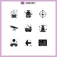 User Interface Pack of 9 Basic Solid Glyphs of baby view ambient space telescope Editable Vector Design Elements