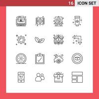 16 Universal Outline Signs Symbols of trade gear drawing business lotus Editable Vector Design Elements