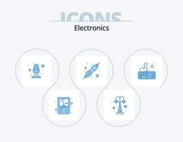 paquete de iconos azul de electrónica 5 diseño de iconos. . hardware. micrófono computadora. enchufar vector