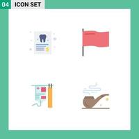 Pack of 4 Modern Flat Icons Signs and Symbols for Web Print Media such as dentist medical tooth mark pipe Editable Vector Design Elements