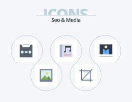 seo y media flat icon pack 5 diseño de iconos. reproductor multimedia. mostrar. medios de comunicación. transmisión. medios de comunicación vector