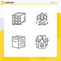 4 Creative Icons Modern Signs and Symbols of abstract box dimensional energy e Editable Vector Design Elements