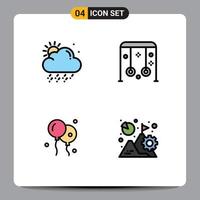 Set of 4 Modern UI Icons Symbols Signs for cloud easter child sports analysis Editable Vector Design Elements