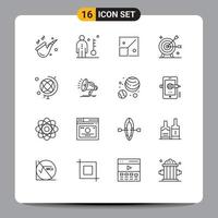 Stock Vector Icon Pack of 16 Line Signs and Symbols for objective goal person arrow creative Editable Vector Design Elements