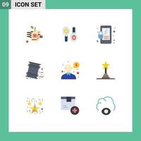 User Interface Pack of 9 Basic Flat Colors of money pollution computing garbage barrels Editable Vector Design Elements