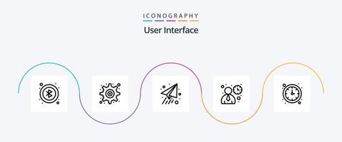paquete de iconos de la línea 5 de la interfaz de usuario que incluye . hora. avion de papel. reloj. usuario vector