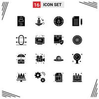 Universal Icon Symbols Group of 16 Modern Solid Glyphs of physic crew target page extension Editable Vector Design Elements