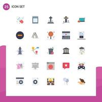 Group of 25 Modern Flat Colors Set for delete lock celebration security computer Editable Vector Design Elements