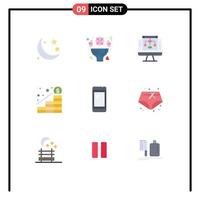 Set of 9 Modern UI Icons Symbols Signs for money increase roses growth server Editable Vector Design Elements