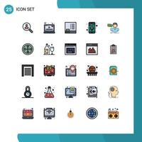 paquete de iconos de vector de stock de 25 signos y símbolos de línea para asistencia grabadora de teléfono marketing grabadora de música aplicación móvil elementos de diseño vectorial editables