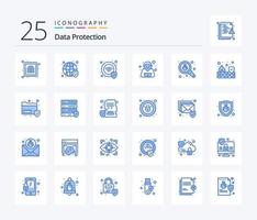 protección de datos 25 paquete de iconos de color azul que incluye seguridad. encontrar. proteccion. bicho. hacker vector