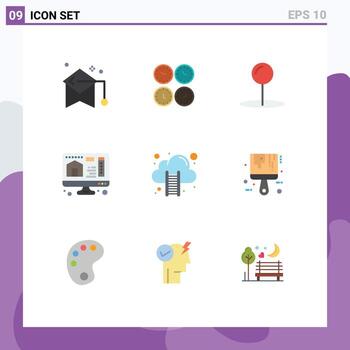 9 Flat Color concept for Websites Mobile and Apps home computer office clocks pointer coordinate Editable Vector Design Elements