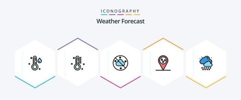 paquete de iconos de 25 líneas completas del tiempo que incluye . clima. cielo. lluvia. clima vector