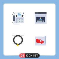 Group of 4 Flat Icons Signs and Symbols for connection accessories device web fashion Editable Vector Design Elements