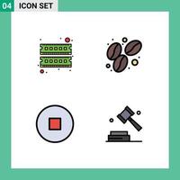 Modern Set of 4 Filledline Flat Colors and symbols such as computer business ram food digital Editable Vector Design Elements