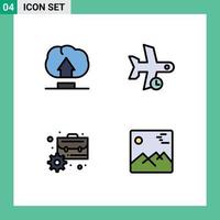 User Interface Pack of 4 Basic Filledline Flat Colors of interface business delay transport management Editable Vector Design Elements