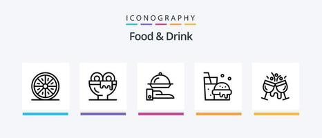 Food And Drink Line 5 Icon Pack Including cocktail. cafe. veg. kitchen. fast food. Creative Icons Design vector